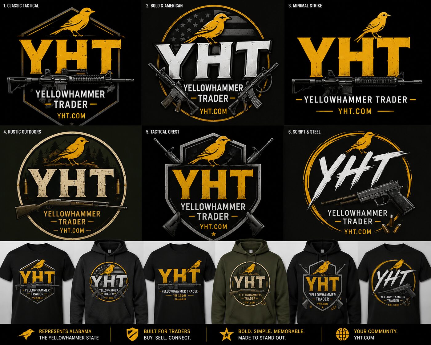 Yellowhammer Trader VIP merch — choose a hoodie or t-shirt